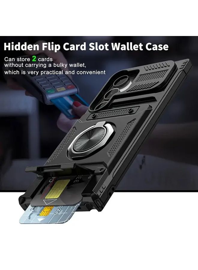 Purple Shockproof Phone Case with Metal Bracket and Card Slot for Samsung Galaxy S24 Plus - Image 2