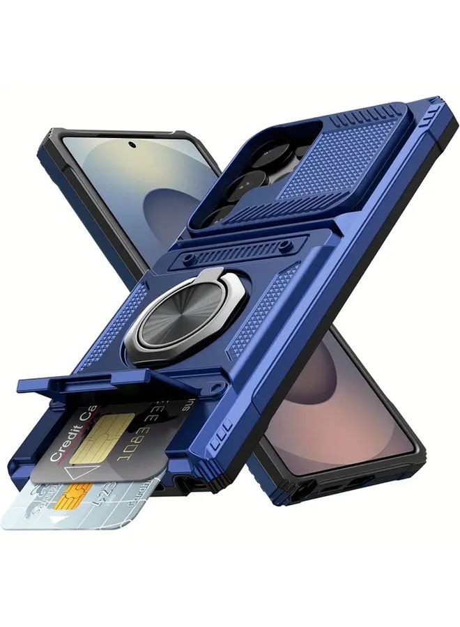 Purple Shockproof Phone Case with Metal Bracket and Card Slot for Samsung Galaxy S24 Plus - Image 5