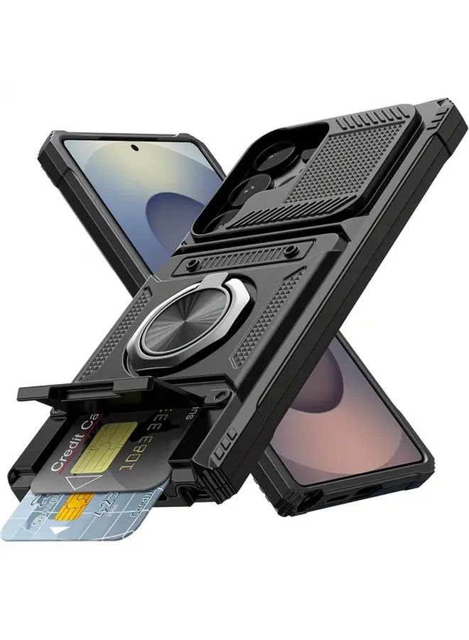 Purple Shockproof Phone Case with Metal Bracket and Card Slot for Samsung Galaxy S24 Plus - Image 3