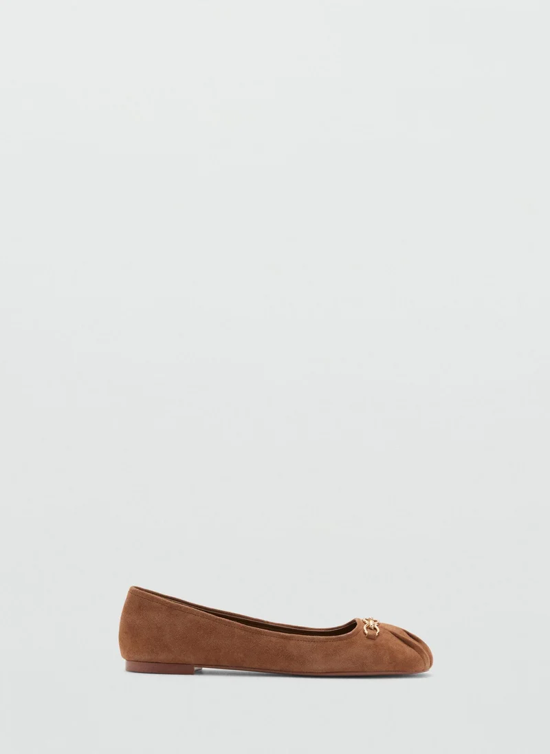 MANGO Casual Link Leather Ballerina