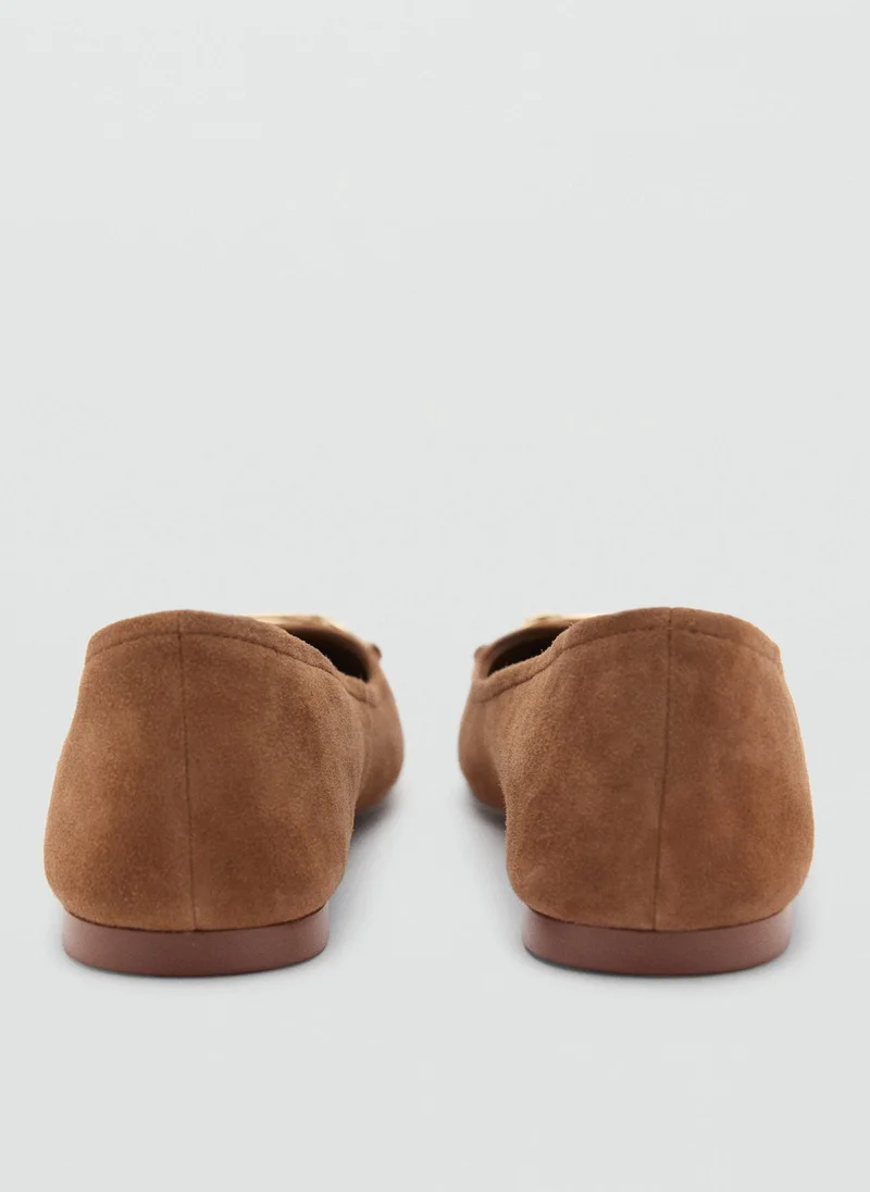 MANGO Casual Link Leather Ballerina