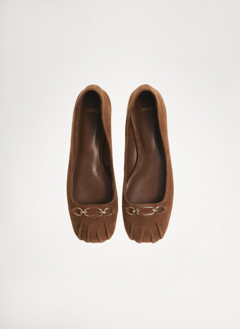 MANGO Casual Link Leather Ballerina  - Image 5