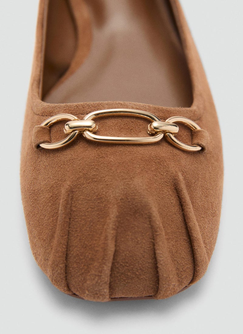 MANGO Casual Link Leather Ballerina  - Image 4