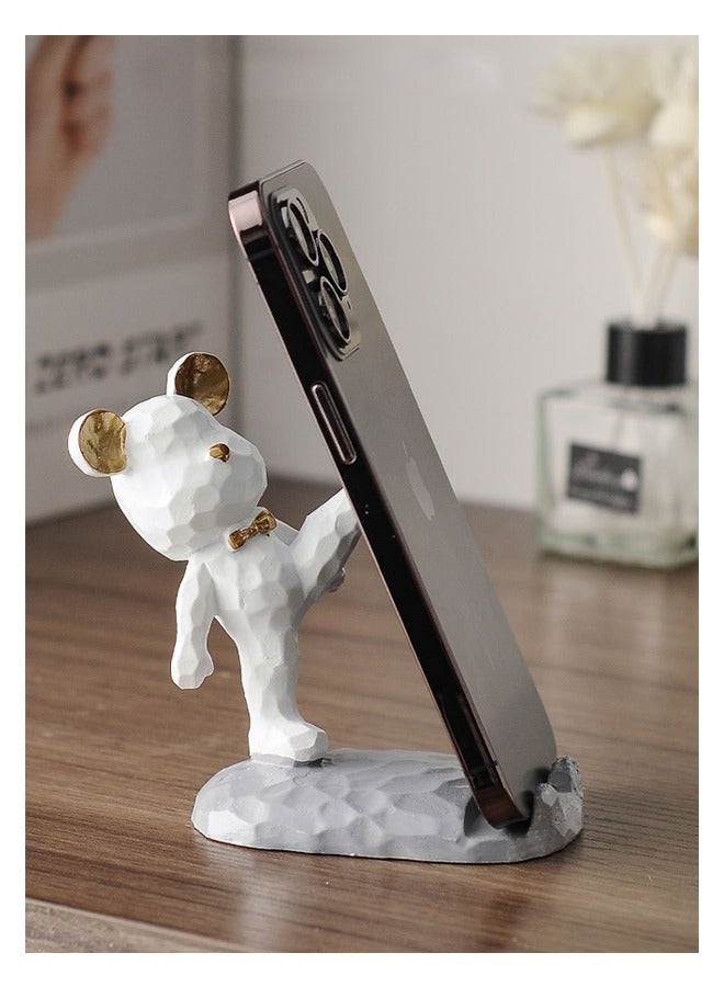 Mobile Phone Holder,Gloomy Bear Cute Cell Phone Stand Home Office Desk Decor Compatible with all Smartphones Resin White High Kick - Image 1