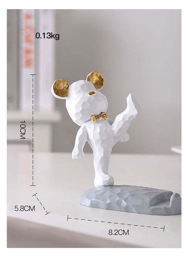 Mobile Phone Holder,Gloomy Bear Cute Cell Phone Stand Home Office Desk Decor Compatible with all Smartphones Resin White High Kick - Image 4