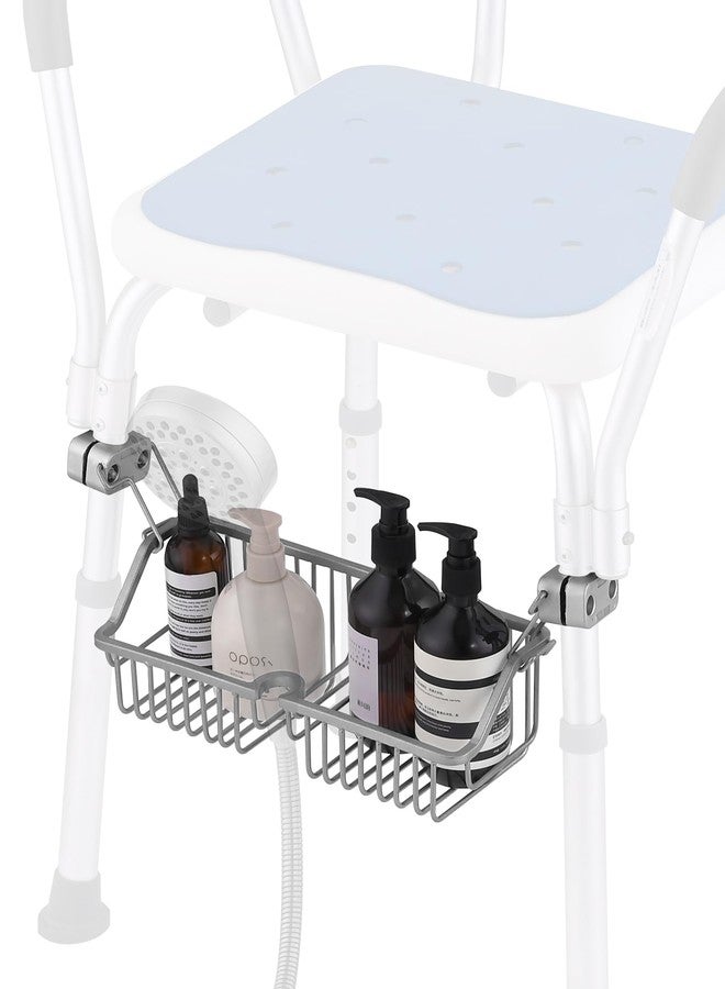 OrgCreator Rustproof Hanging Shower Caddy for Shower Chair, Stainless Steel Bathroom Basket for Bathroom Chair Bench,Showers Caddy Chair with Hooks, Shampoo Bottle Holder for Elderly, Pregnant, Handicap, Patient - Image 1