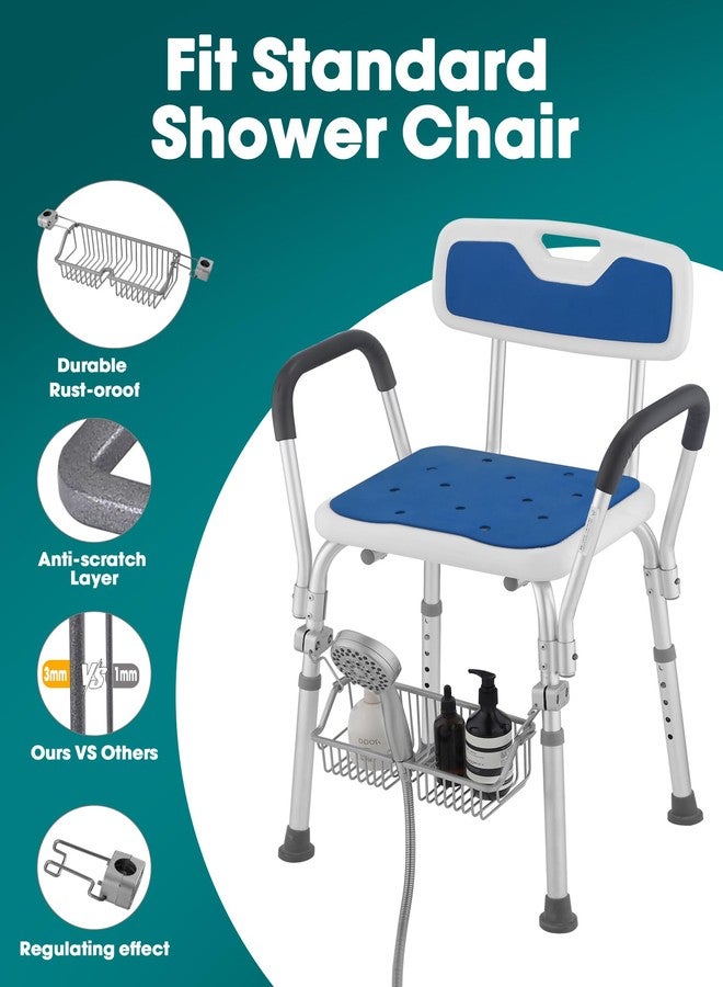 OrgCreator Rustproof Hanging Shower Caddy for Shower Chair, Stainless Steel Bathroom Basket for Bathroom Chair Bench,Showers Caddy Chair with Hooks, Shampoo Bottle Holder for Elderly, Pregnant, Handicap, Patient - Image 4