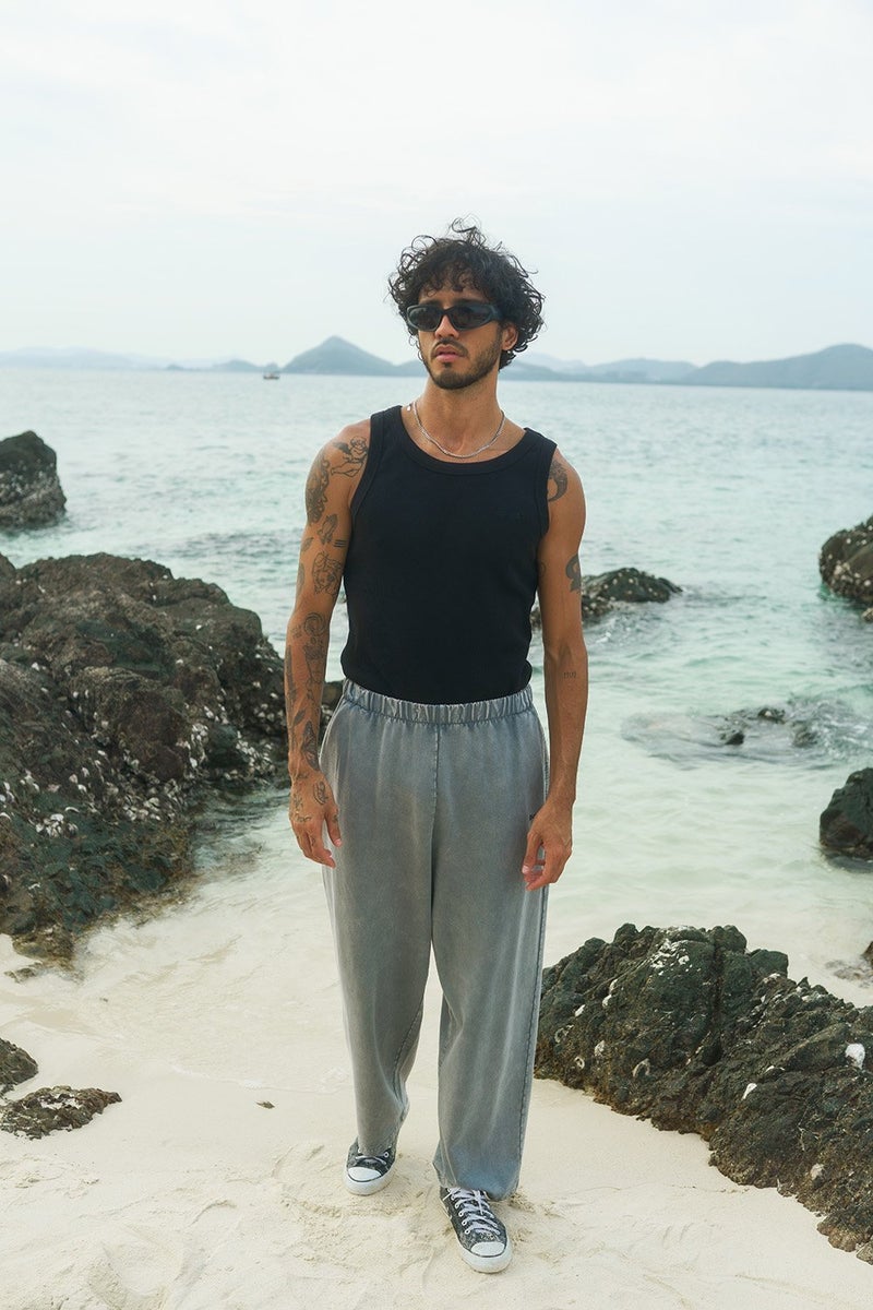 Bonkers Corner Grey Faded Loose Fit Pants for Men's - Image 3