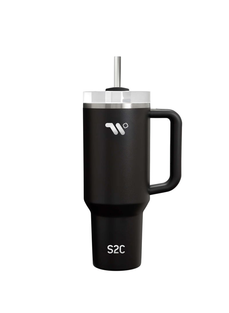 S2C 40oz Stainless Steel Tumbler with Handle & Straw – Double Wall Vacuum Insulated Travel Mug – Leak-Resistant, BPA-Free, Fits Car Cup Holder - Image 2