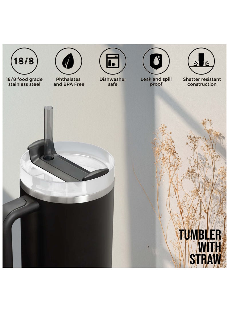 S2C 40oz Stainless Steel Tumbler with Handle & Straw – Double Wall Vacuum Insulated Travel Mug – Leak-Resistant, BPA-Free, Fits Car Cup Holder - Image 4