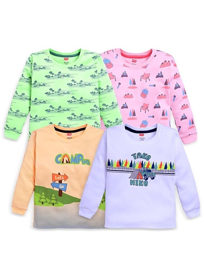 LuvLap Baby Boys Regular Fit 100% Cotton Full Sleeves Boys T-Shirts Sets, Pack of 04 - Image 1