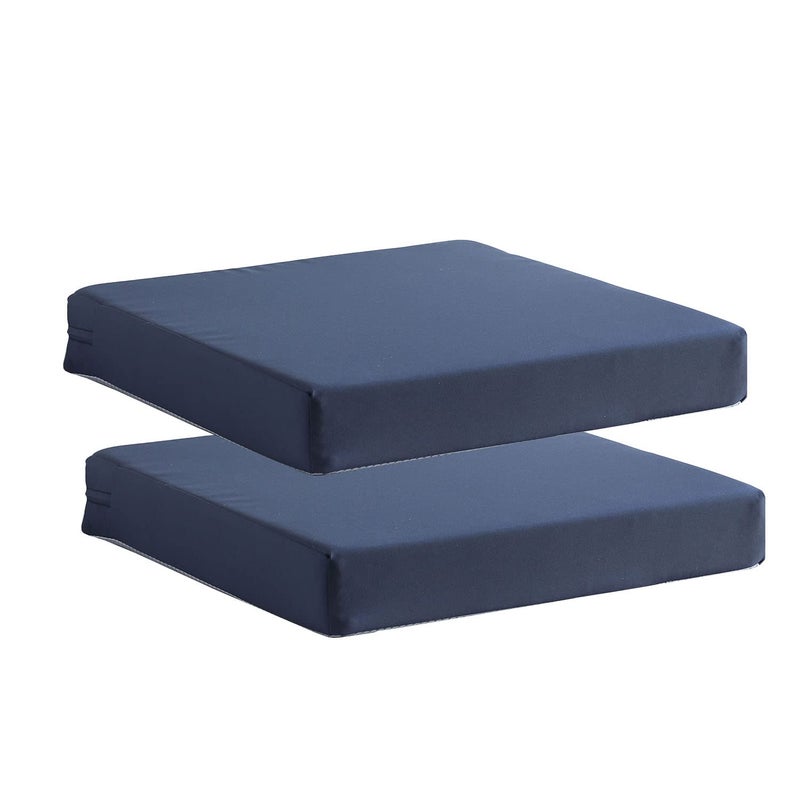 Patio Chair Cushions Set of 2 Non Slip Bottom Chair Pad with Ties Waterproof Square Outdoor Seat Cushion Replacement for Garden Swing Furniture 20x20 Inch Navy Blue
