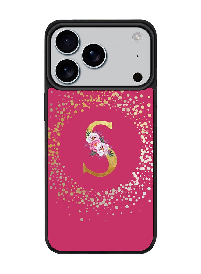 Stylizedd iPhone 17 Pro Case, [Compatible with MagSafe] Slim Magnetic cover Phone Case iPhone 17 Pro -Custom Monogram Floral - S ( Deep Pink ) - Image 1