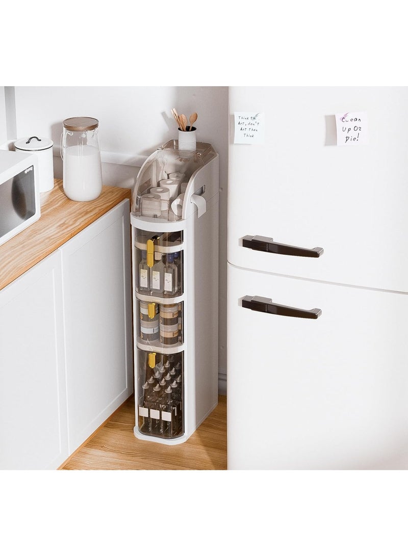 petour Store petour 4 Tier Bathroom Organizers and Storage,Plastic Tall Narrow Slim Bathroom Floor Cabinet Waterproof Bathroom Storage Cart with Clear Drawers And Wheels for Small Space Gap Bathroom Kitchen - Image 3