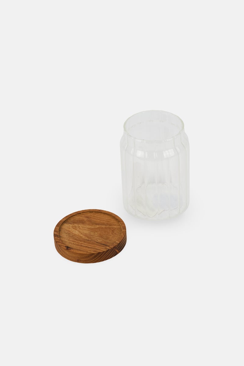 Muy Mucho Pot Glass Acacia Lid, Transparent - Image 2