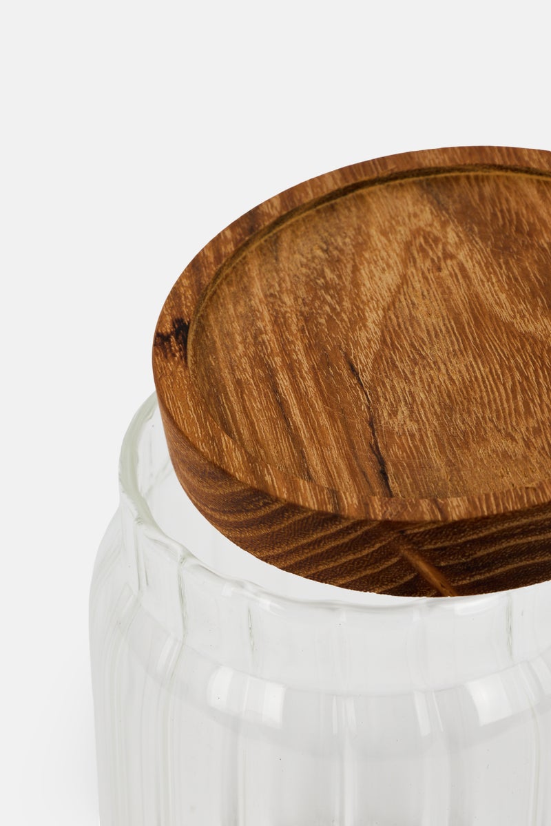 Muy Mucho Pot Glass Acacia Lid, Transparent - Image 3