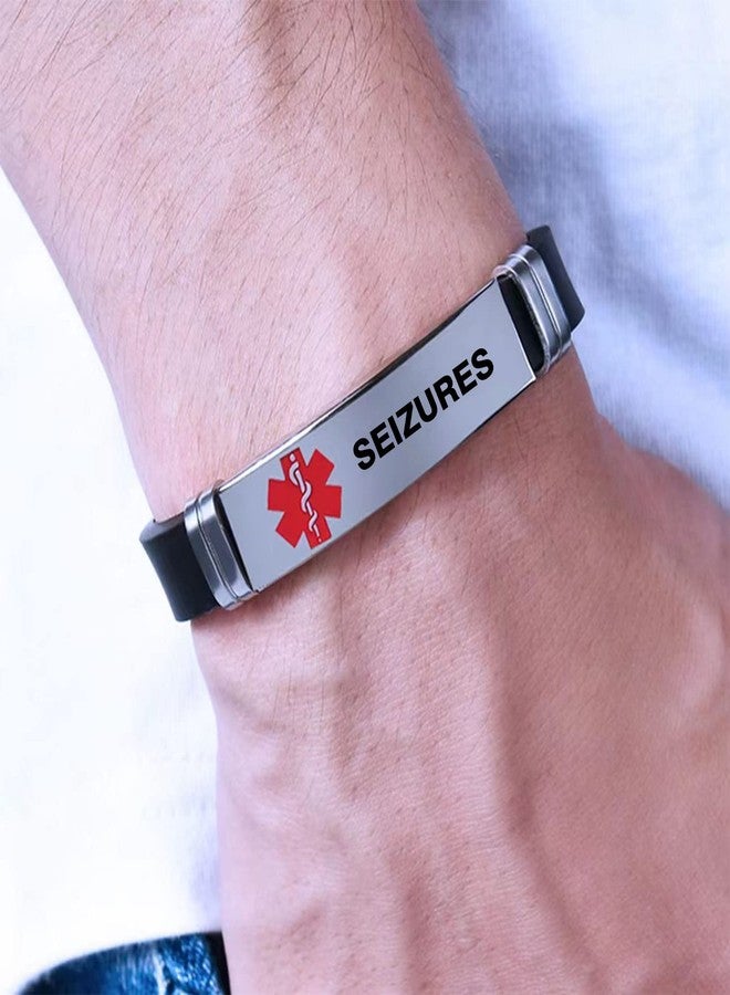 TGLS Medical Alert ID Bracelet Blood Thinner Emergency First Aid Bracelets Adjustable Silicone Wristband for Men Women - Image 4