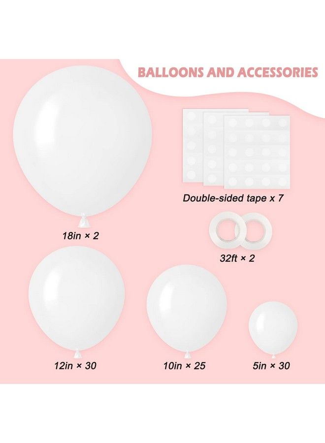 RUBFAC 87Pcs White Balloons Different Sizes 18 12 10 5 Inches For Garland Arch Premium Party Latex Balloons For Birthday Party Wedding Anniversary Baby Shower Party Decoration - Image 3