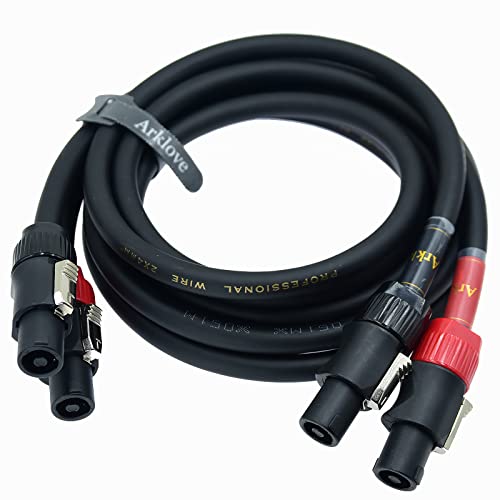 Arklove Heavy Duty 2Pack Pro Speakon to Speakon Male Speaker Wire Lock Cable Pair 12awg Patch Professional Audio Cabl Cord with nl4 NL4FC Port Connector for para bocinas de dj feet 15ft - Image 1