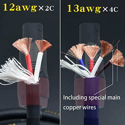 Arklove Heavy Duty 2Pack Pro Speakon to Speakon Male Speaker Wire Lock Cable Pair 12awg Patch Professional Audio Cabl Cord with nl4 NL4FC Port Connector for para bocinas de dj feet 15ft - Image 2