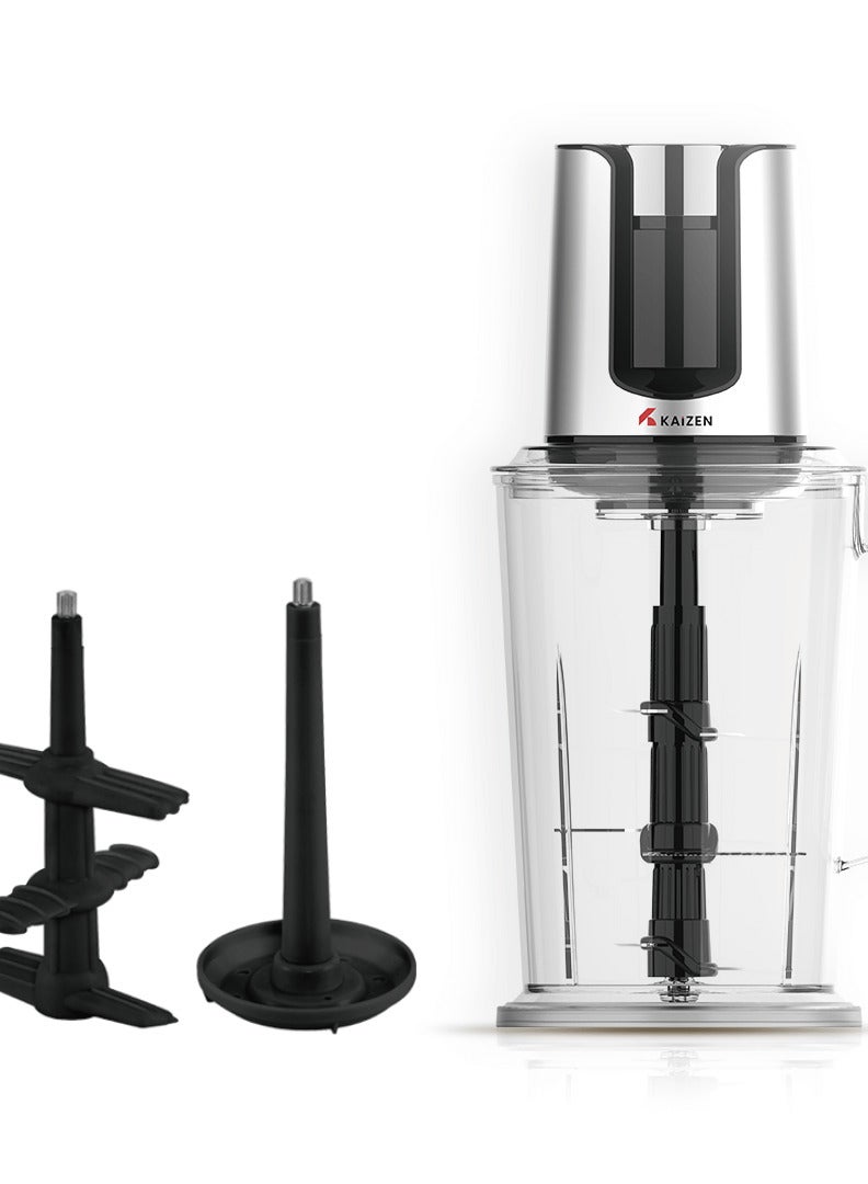 Kaizen Electric food chopper, for cutting, chopping and grinding, 2 L clear/ Gray  - Image 2