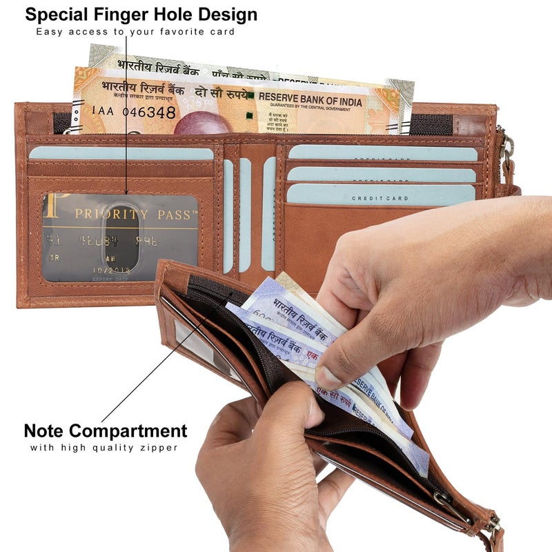 Rigohill Doger Vintage Cognac Mens Leather Wallet | Leather Wallet for Men | RFID Mens Wallet - Image 2