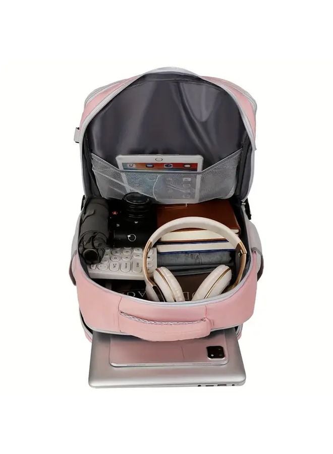 Pink Aviation Backpack With Shoe Compartment Double Shoulder Laptop Bag 16 54X11 02X6 3 Inch - Image 5
