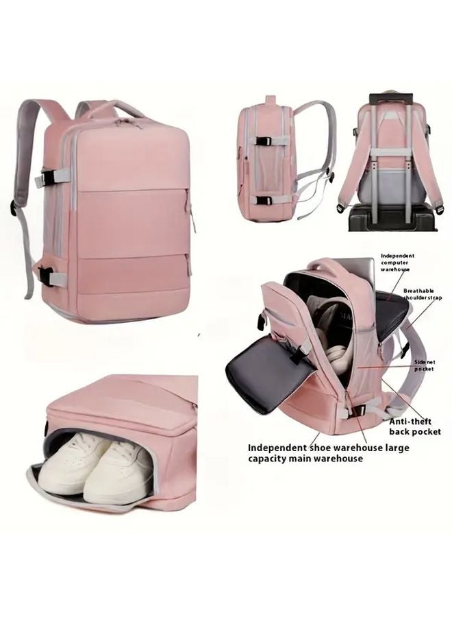 Pink Aviation Backpack With Shoe Compartment Double Shoulder Laptop Bag 16 54X11 02X6 3 Inch - Image 2