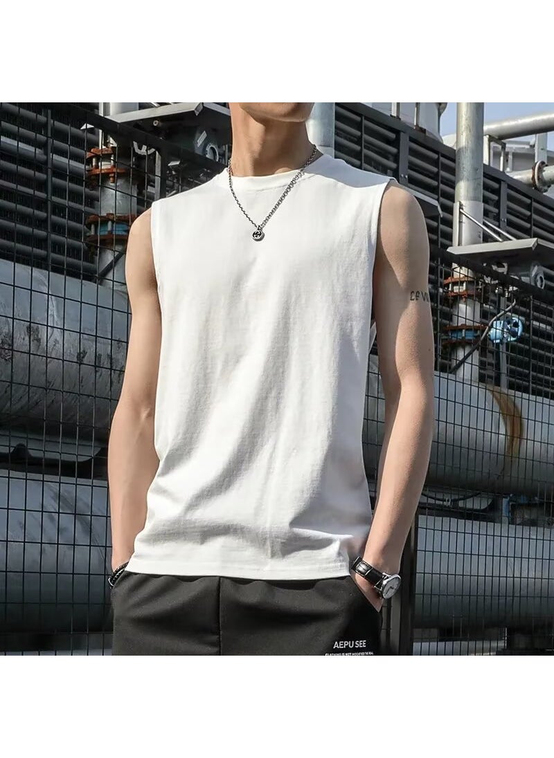 Generic - Mens Loose-fit Training Sleeveless T-shirt Quick-dry Shoulder Vest Fitness Sport Versatile Round Neck Top For Summer Fog Blue - Image 1