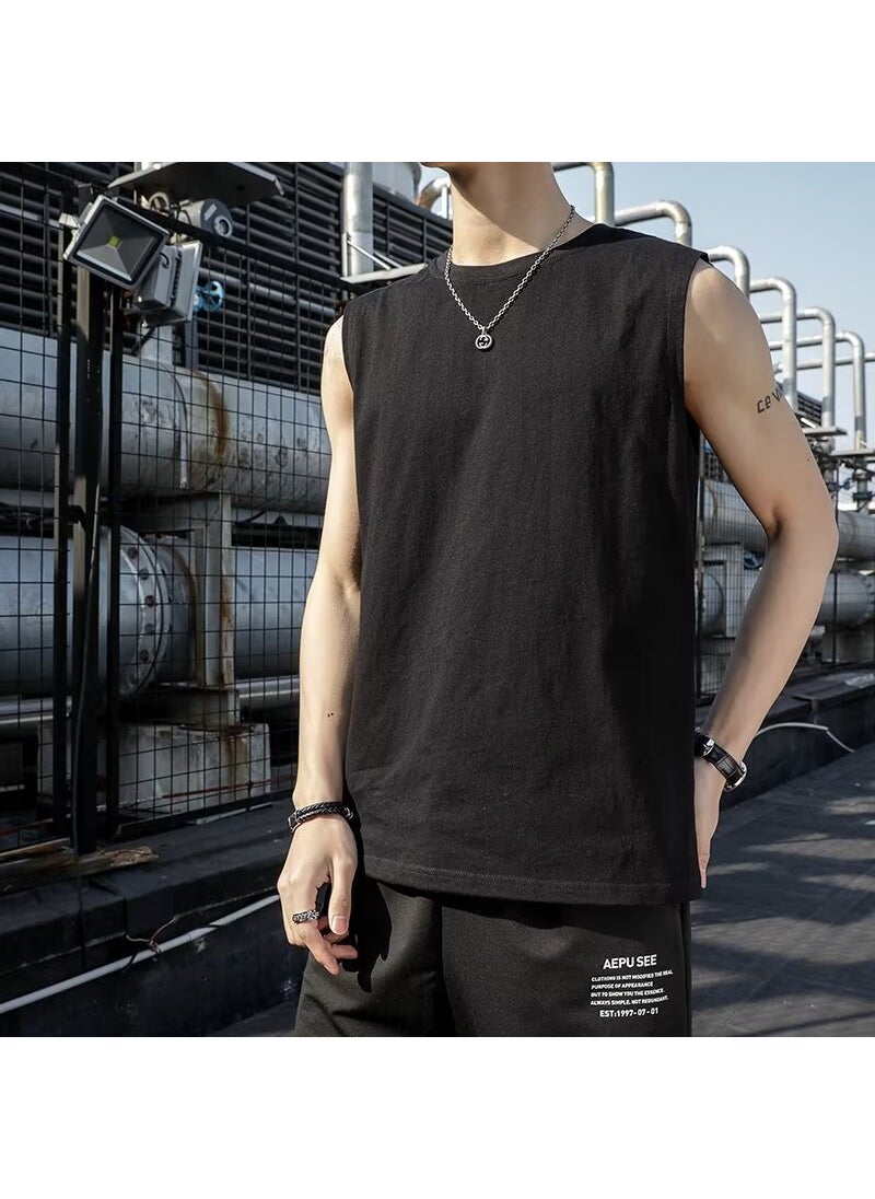 Generic - Mens Loose-fit Training Sleeveless T-shirt Quick-dry Shoulder Vest Fitness Sport Versatile Round Neck Top For Summer Fog Blue - Image 1