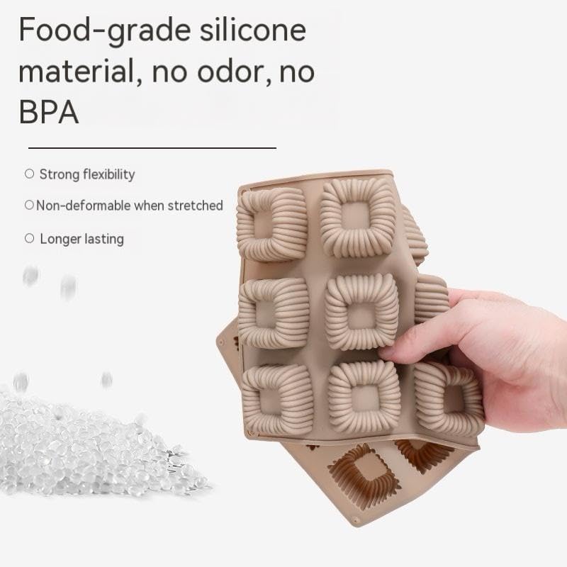 Apiocmy Cube Cake Silicone Mold - 1.6" x 1.6" x 0.8" 15-Cavity 3D Square Mini Mousse Cake Baking Mold, French Dessert Molds for Chocolate, Jello, Brownie Bites, Ice Cream Cube - Image 4