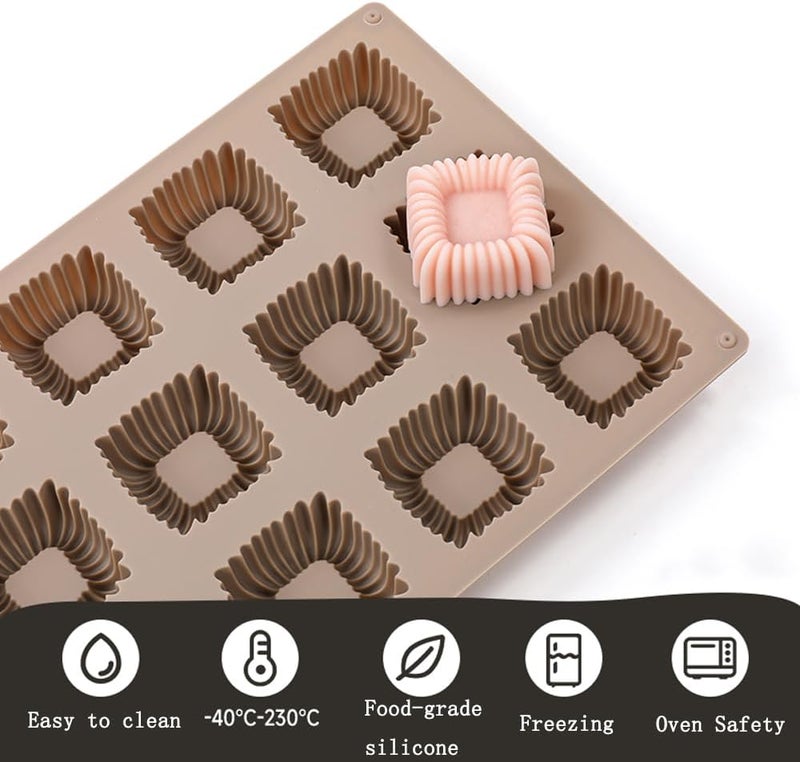 Apiocmy Cube Cake Silicone Mold - 1.6" x 1.6" x 0.8" 15-Cavity 3D Square Mini Mousse Cake Baking Mold, French Dessert Molds for Chocolate, Jello, Brownie Bites, Ice Cream Cube - Image 5