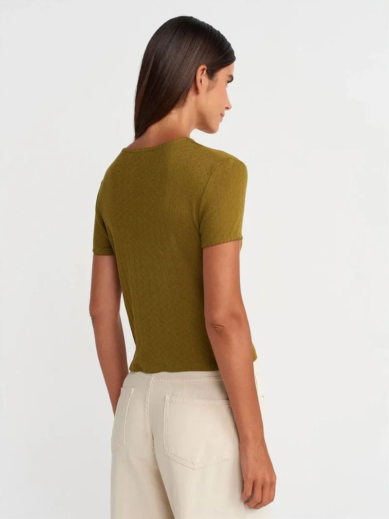 ديلفين Dilvin Women's Ribbed Crop T-Shirt
