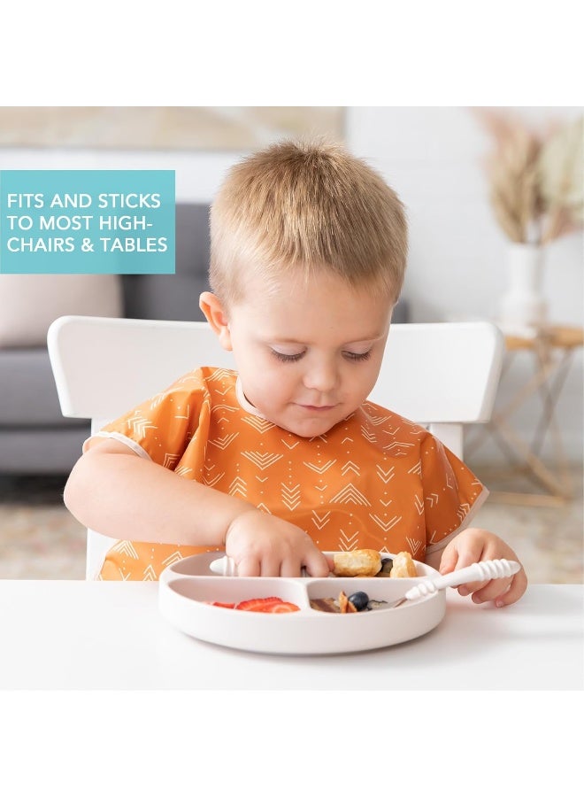 Bumkins Silicone Grip Dish, Suction Plate, Divided Plate, Baby Toddler Plate, BPA Free, Microwave and Dishwasher Safe â€“ Sand - Image 3