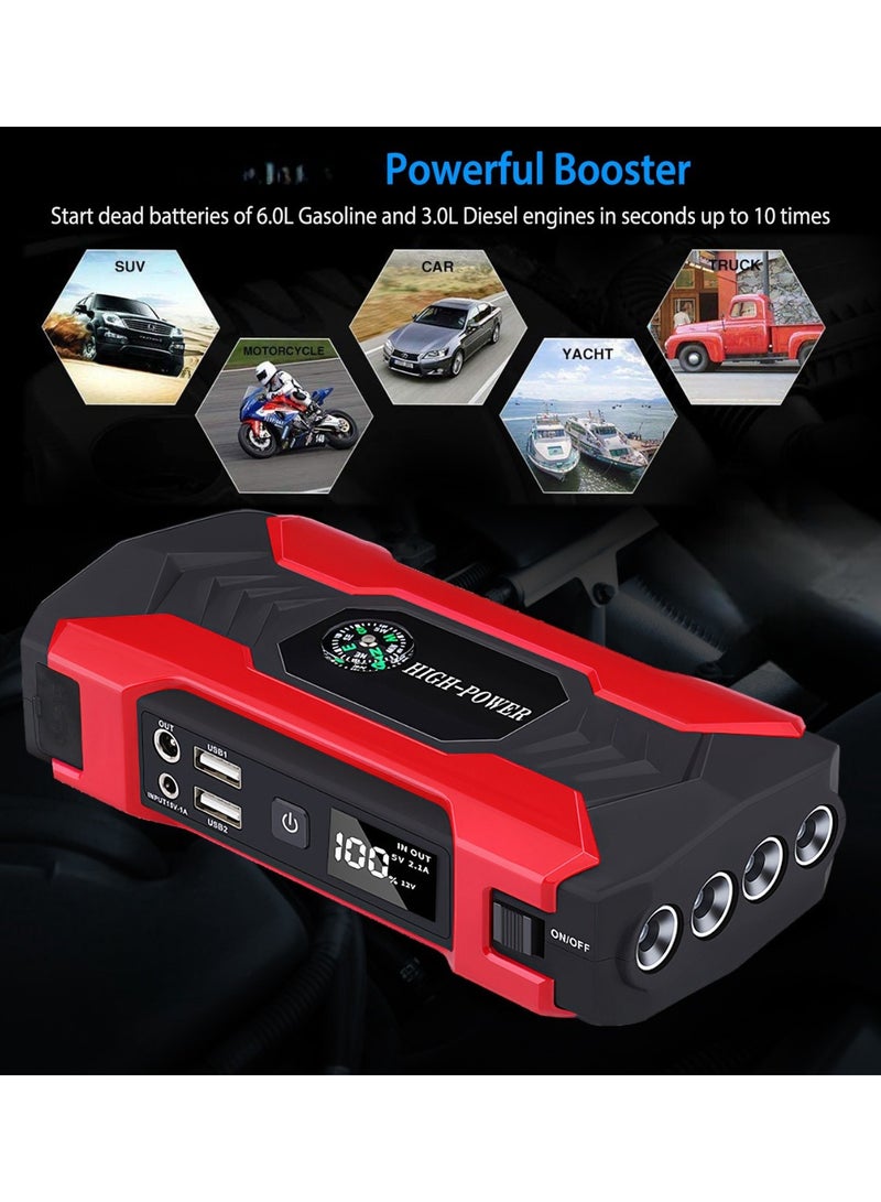 Car Jump Starter Kit 28000mAh 200W – 12V/1A Water-Resistant Booster Pack with Multiple LED Flashlight Modes & Emergency Battery Booster - Image 4