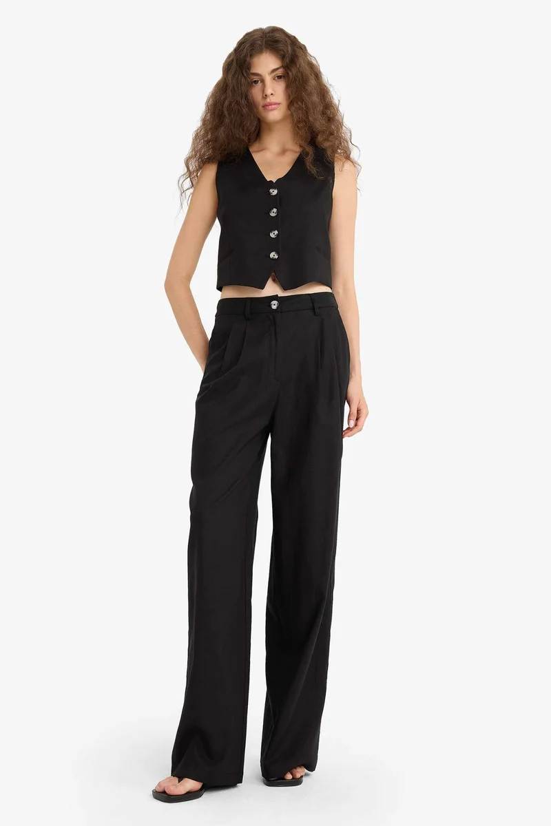 ديفاكتو V-Neck Linen Blended Vest