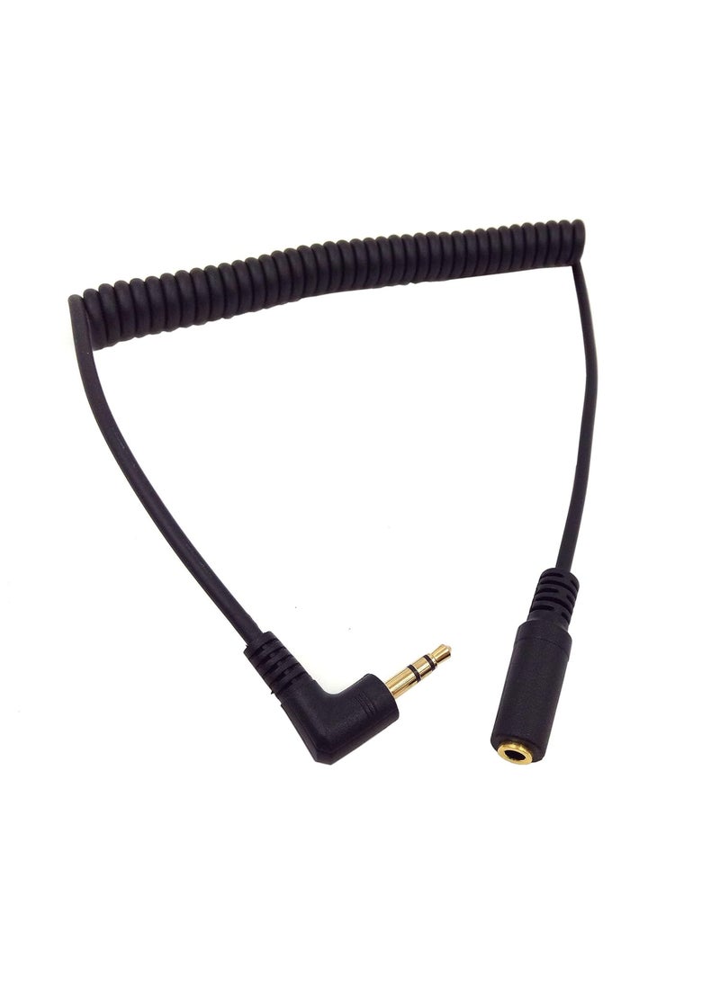 Qaoquda Qaoquda 3Ft Gold Plated 35MM Male to Female AUX Audio Stereo Input 90 Degree Spring Coiled Spiral Extension Cable Black TRS 35MF  - Image 1