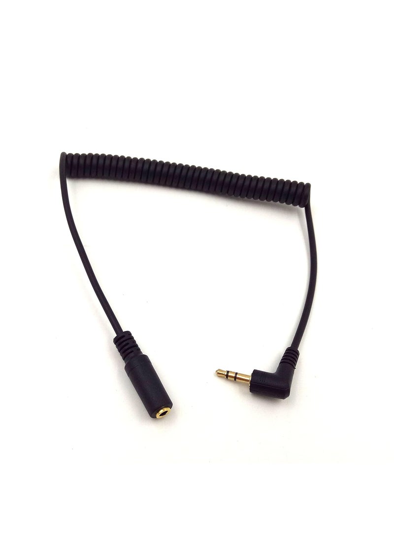 Qaoquda Qaoquda 3Ft Gold Plated 35MM Male to Female AUX Audio Stereo Input 90 Degree Spring Coiled Spiral Extension Cable Black TRS 35MF  - Image 2