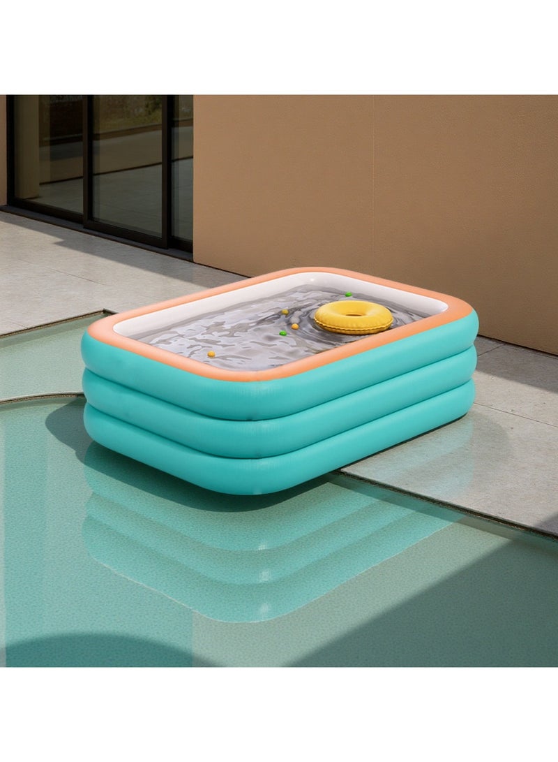 حمام سباحة للأسرة، حمام سباحة مستطيل أنيق في الهواء الطلق (بدون جهاز نفخ الهواء)، حمام سباحة للأطفال,سميكة ومقاومة للحرارة - Image 1