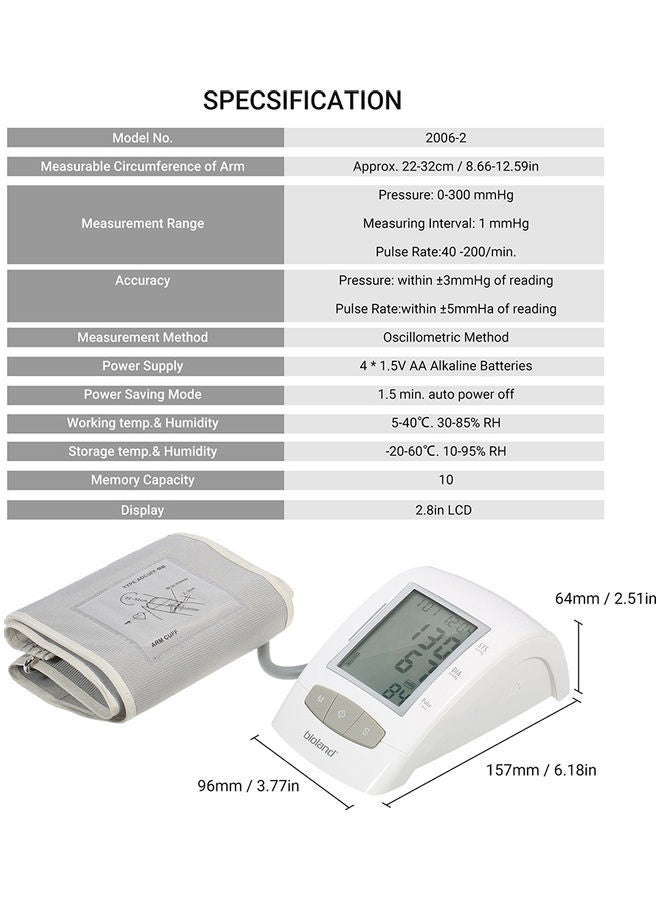 NIBEMINENT Automatic Portable Blood Pressure Monitor with LCD Display - Image 3