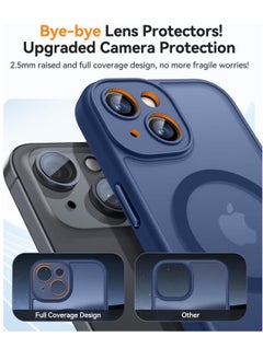 ESCASE Magnetic Cover for iPhone 13 (6.1 Inches) MagSafe Compatible [Full Camera Protection], Translucent Matte Slim Protective Shockproof Case, Blue  - Image 3