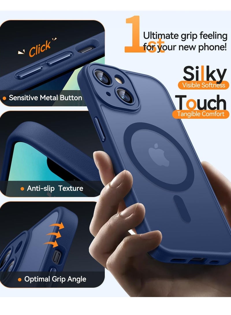 ثسؤشسث غطاء مغناطيسي لهاتف آيفون 13 (6.1 بوصة) متوافق مع MagSafe [حماية كاملة للكاميرا]، غطاء حماية غير لامع شفاف غير لامع مقاوم للصدمات، أزرق - Image 5