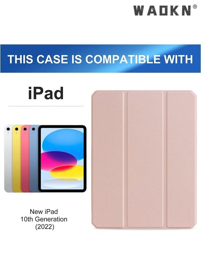 WAOKN Pro Case for iPad 10th Gen Case with Pencil Holder 2022 iPad 10.9 Inch Case, Clear Transparent Back Shell Trifold Protective Cases Shockproof Cover for 2022 iPad 10th Gen A2696 A2757 A2777 -Pink  - Image 2