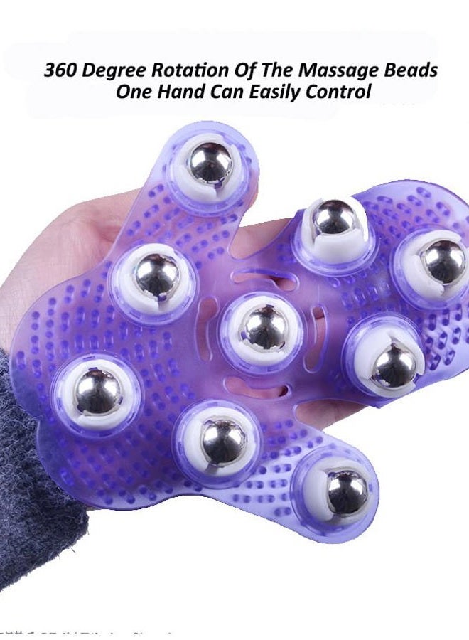 Topwon Palm Shaped Massage Glove 360-degree-roller Metal Roller Ball Beauty Body Care,Cellulite Reduction (Purple) - Image 2