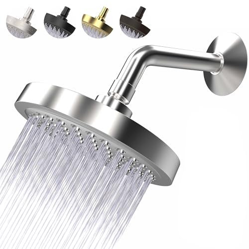CircleSplash High Pressure Shower Head - Anti-Clogging Silicone Nozzles - 2.5 GPM Removable Restrictor - Easy to Clean Adjustable Replacement - easy to install with Plumbers Tape - 6 inch - Classic Chrome Finish - Image 1