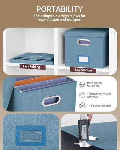 Oterri File Organizer with Lid, File Box, File Cabinet for Letter File Folder Storage, Hanging File Organizer for Office/Decor/Home,Document Organizer, 1 Pack,Dark-Blue-Box Only - Image 2