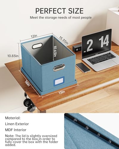 Oterri File Organizer with Lid, File Box, File Cabinet for Letter File Folder Storage, Hanging File Organizer for Office/Decor/Home,Document Organizer, 1 Pack,Dark-Blue-Box Only - Image 3