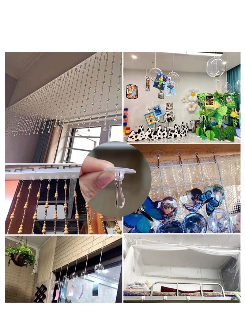Excefore 50 Pack Self Adhesive Wall Hook Sticky Ceiling Hooks, Transparent Seamless Wall Hooks Ceiling Suspension, Suitable for Party Decoration Accessory Kitchen Bathroom Hanging - Image 5