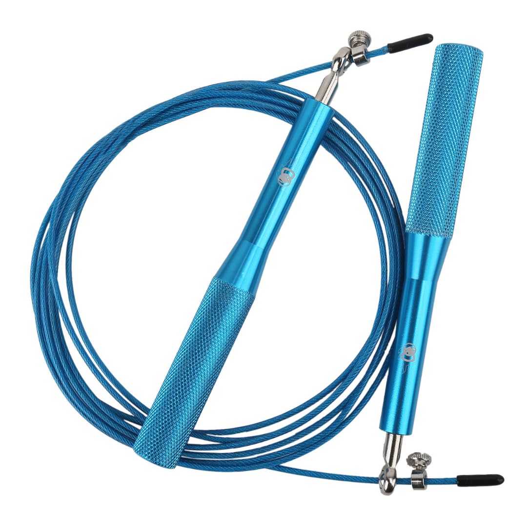 Burnlab Metallic Handle Skipping Rope - Adjustable Speed Jump Rope (Blue)