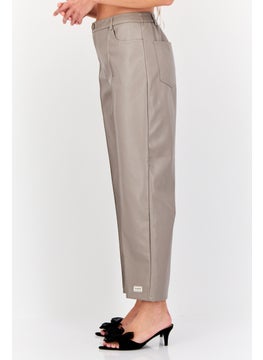 The Giving Movement Women Regular Fit Brand Logo Wide Leg Pants, Taupe  - Image 4